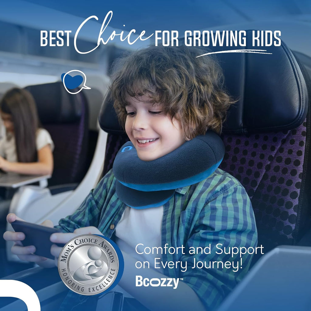 BCOZZY Kids Travel Neck Pillow (8-12 Y/O) – Patented Soft Child Pillow for Head & Chin Support in Car, Airplane, and Road Trip Sleeping.…