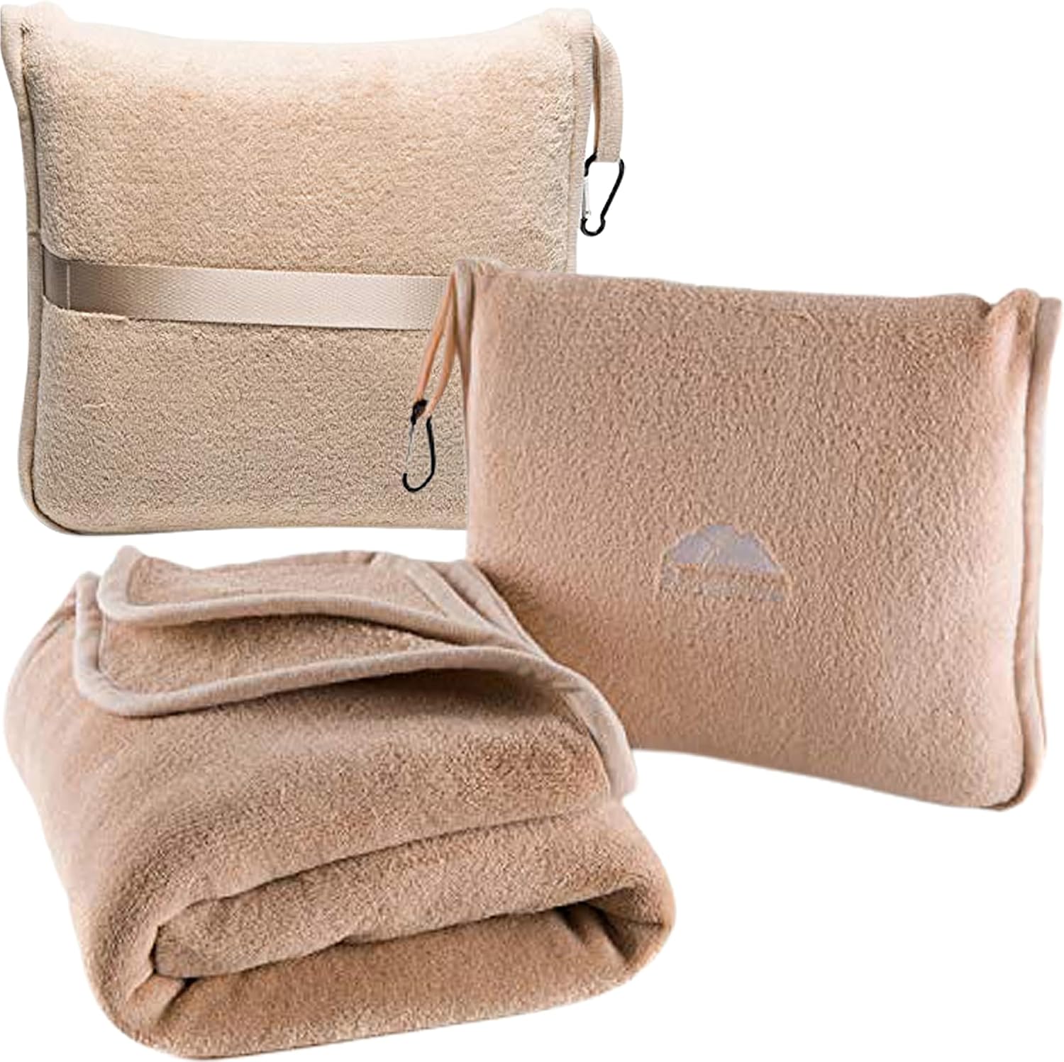 BlueHills Premium Soft Travel Blanket Pillow Airplane Blanket Packed in Soft Bag Pillowcase with Hand Luggage Belt Backpack Clip Compact…