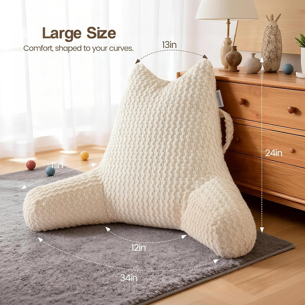 Yagamo Yaagmo Large Reading Pillow for Bed Sitting Up, Corduroy Backrest Pillow with Shredded Memory Foam Filling, Back Support Cush…