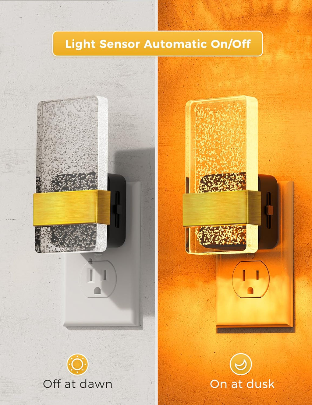 L LOHAS LED Night Light [2 Pack], Amber Night Lights Plug Into Wall, Dusk to Dawn Sensor, 0-100LM LED Dimmable Nightlight, Automatic Low…