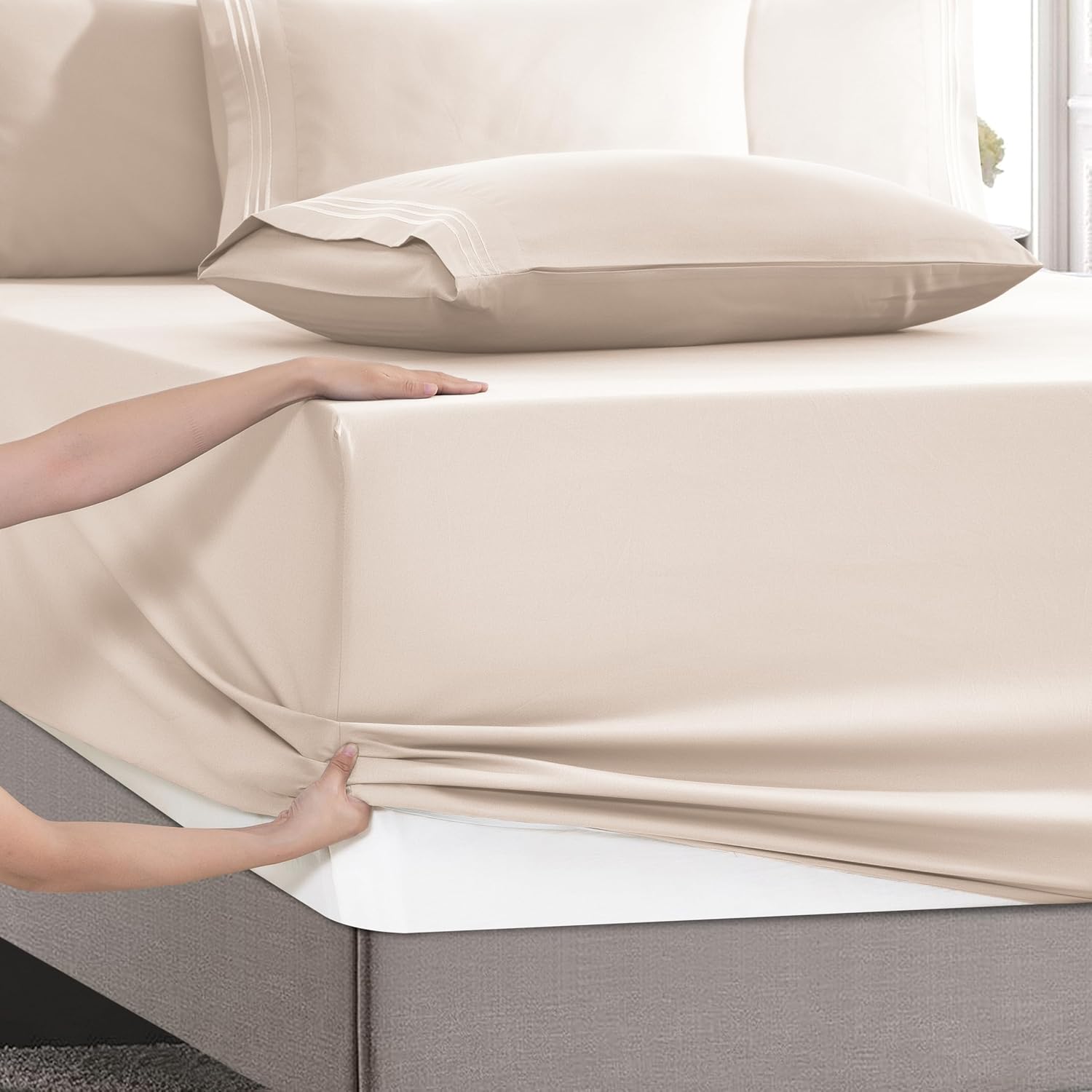 MocassiLuxuryBedding Mocassi Luxury 6-Piece Sheet Set, Ultra Soft 1800 Hotel Quality Microfiber Sheet Set, Fits Mattresses Up to 18 to 24 I…