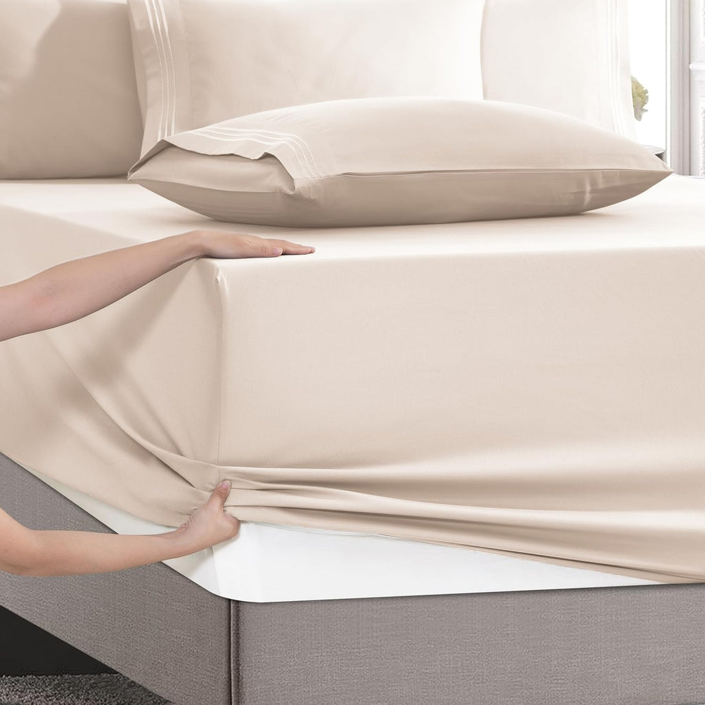 MocassiLuxuryBedding Mocassi Luxury 4-Piece Sheet Set, Ultra Soft 1800 Hotel Quality Microfiber Sheet Set, Fits Mattresses Up to 18 to 24 I…