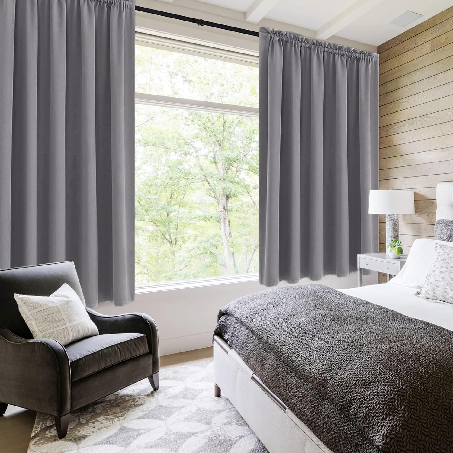Dwcn Blackout Curtains for Bedroom – Rod Pocket Thermal Insulated Noise Reducing Noise Reducing Drapes for Living Room, W 60 x L 63 Inch, 2…