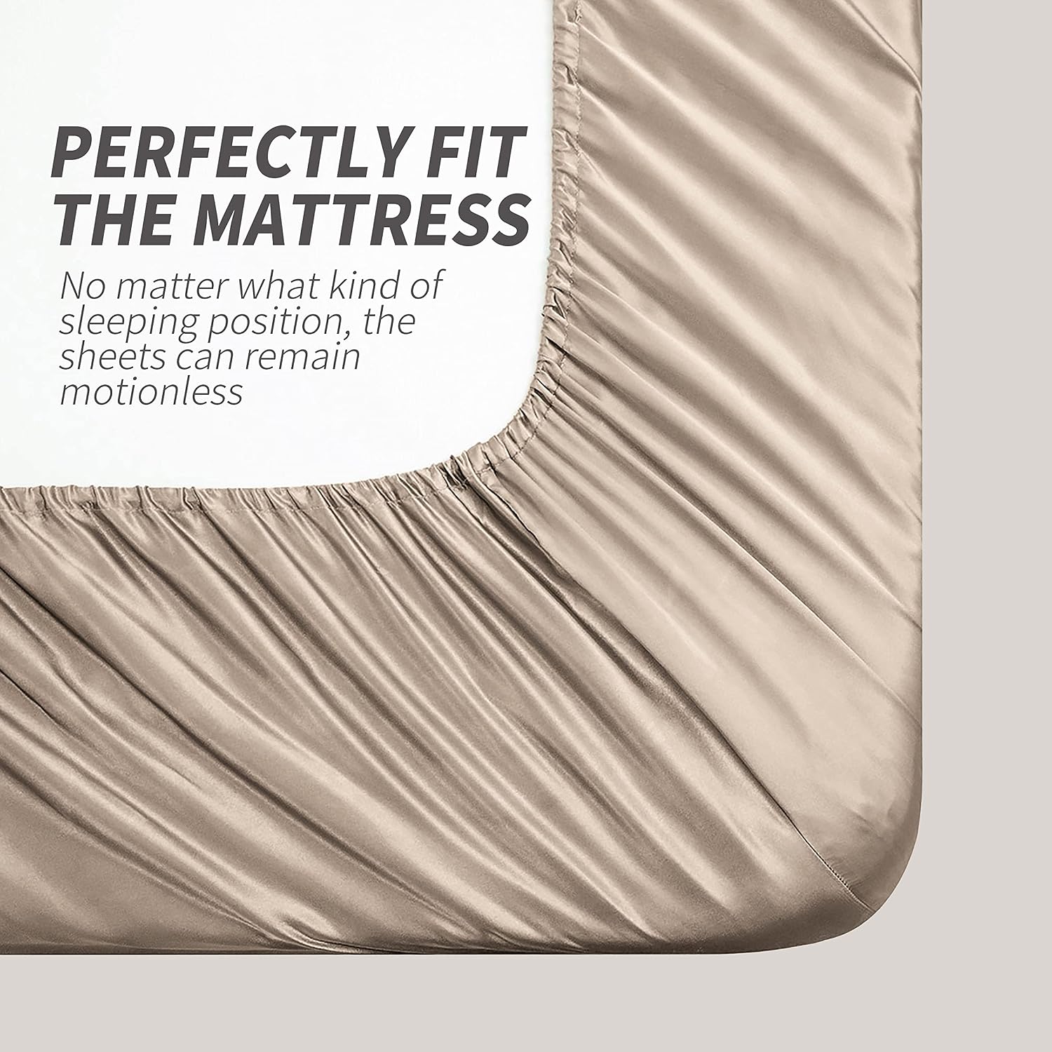 Cobedzy 4 Piece Luxury Queen Sheet Set, Taupe Satin Sheet Set, Soft Silky Bed Sheets Queen Set with 1 Deep Pocket Fitted Sheet 1 Flat Sheet…