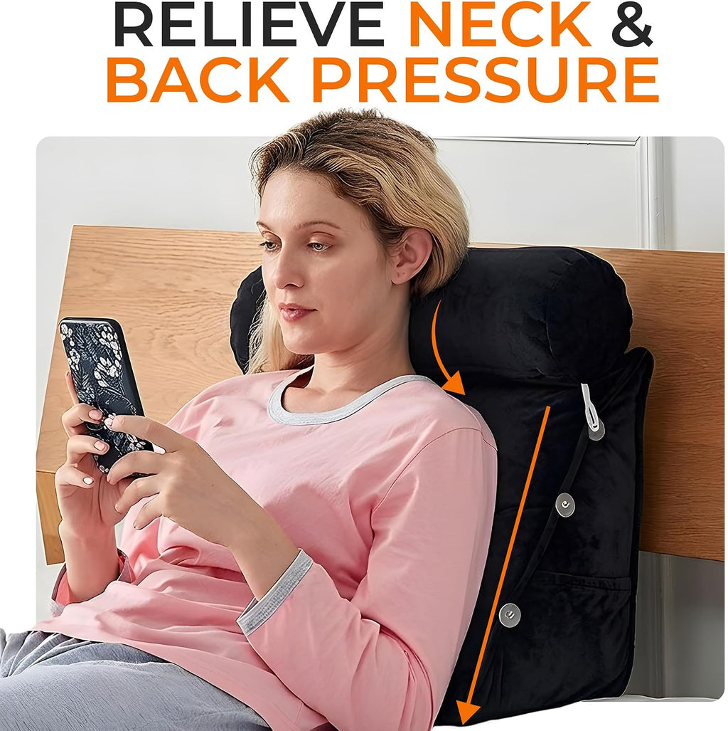 Cheer Collection Reading Wedge Pillow - Adjustable Wedge Reading Pillow with Neck Support, Hollow Fiber-Filled Backrest Pillow for…