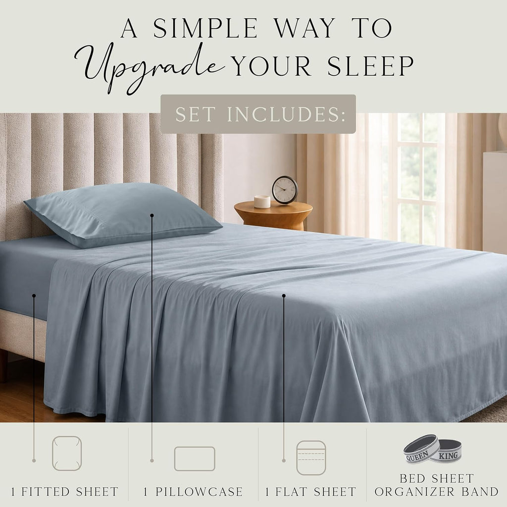 KARISSA MAE Pure Viscose from Bamboo Twin Size Sheet Set | 100% FSC Certified | Luxuriously Soft | Cooling | 18" Deep Pocket w/Corner…