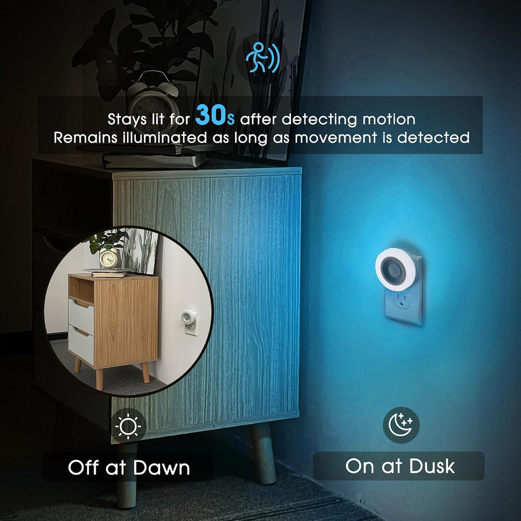 Briignite Motion Sensor Night Light Azure Blue, 2 Pack Night Lights Plug into Wall, Auto On/Off Motion Activation Nightlight…