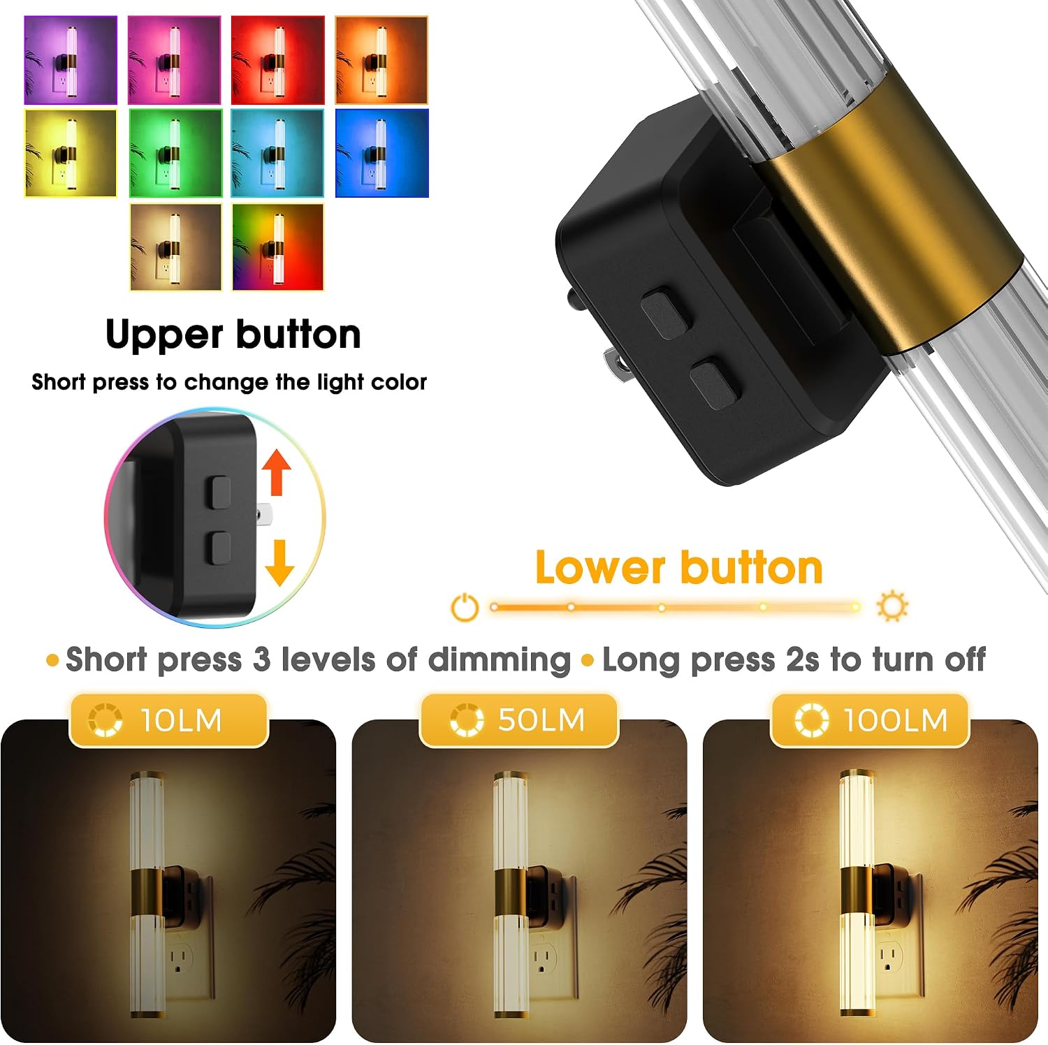L LOHAS LED Night Lights Plug into Wall, RGB Color Changing Night Light for Kids, Acrylic Rotating Nightlight Dimmable with Light Sensor…