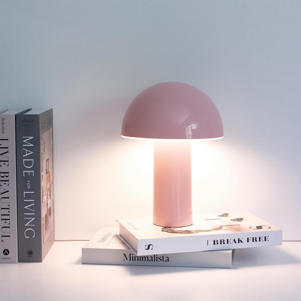 Brightech Celia Mood Lamp – 10" Touch-Controlled Mushroom Table Lamp, Cordless & Dimmable LED, Portable & Rechargeable Bedside Night Light,…