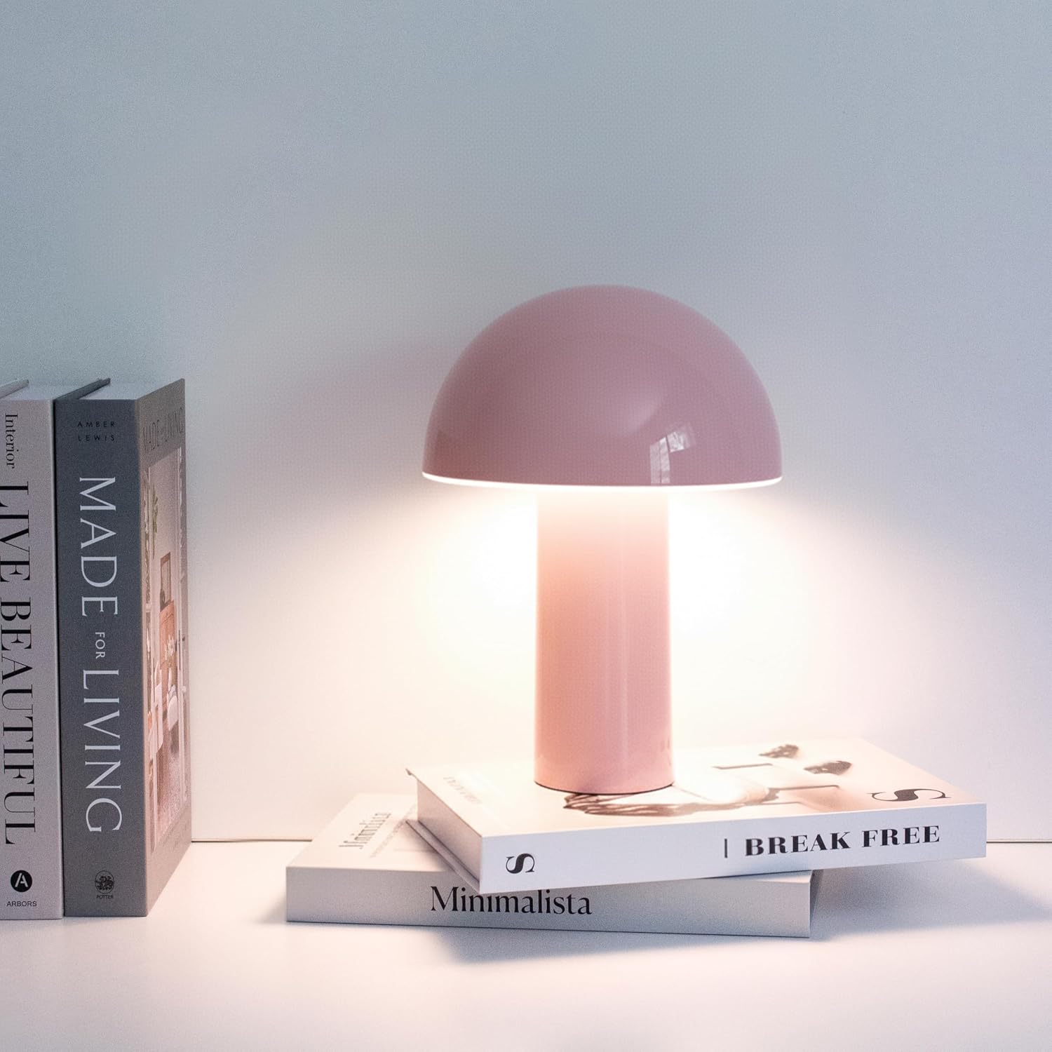Brightech Celia Mood Lamp – 10" Touch-Controlled Mushroom Table Lamp, Cordless & Dimmable LED, Portable & Rechargeable Bedside Night Light,…
