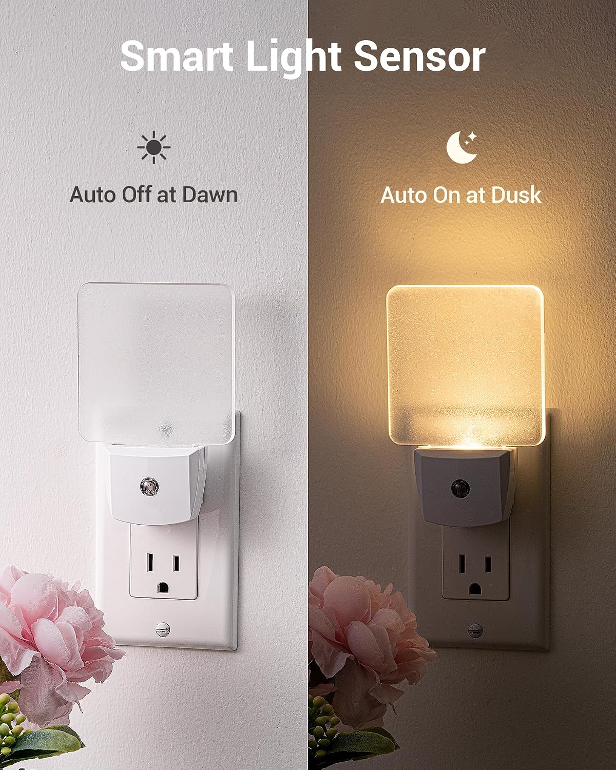 DEWENWILS Night Lights Plug into Wall, LED Night Lights for Kids, Dusk to Dawn Sensor, 3000K Warm Nightlight for Nursery Room, Bathroom…
