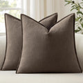 Anroduo Pack of 2 Decorative Linen Pillow Covers Taupe Neutral Farmhouse Boho Soild Cushion Case Soft Accent Pillowcase for Couch Sofa Bedr…