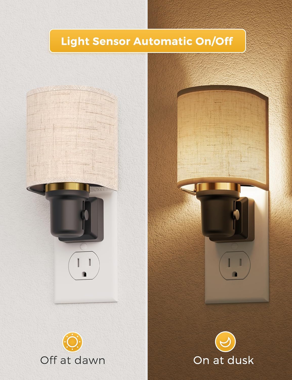 L LOHAS LED Night Lights Plug into Wall, Plug in Night Light Dimmable 100LM, Farmhouse Decorative Nightlights Plug in Wall, Light Sensor…