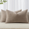 MIULEE Pack of 2 Decorative Throw Pillow Covers Soft Chenille Lumbar Accent Throw Pillows Solid Textured Cushion Covers for Couch Sofa…
