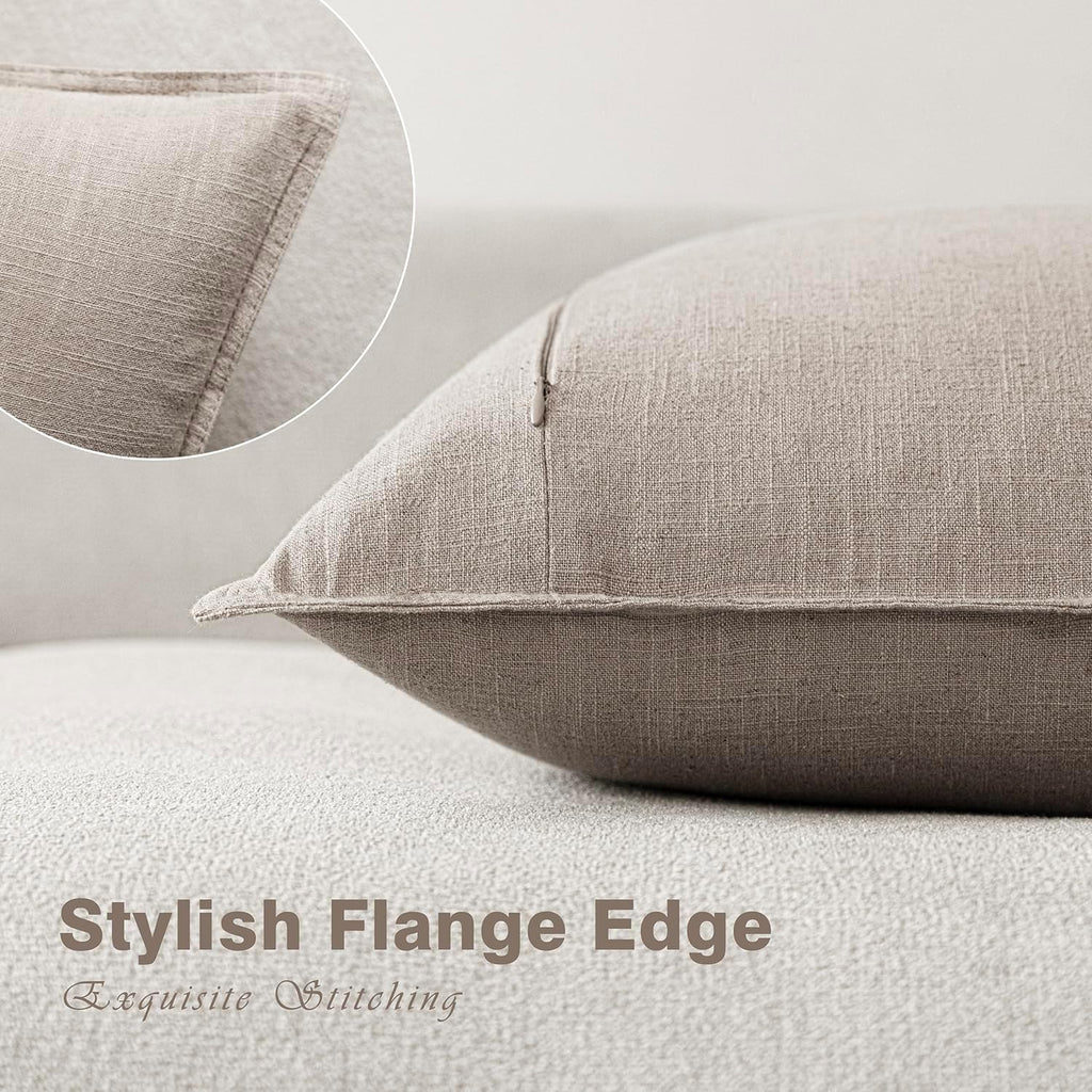 Foindtower Set of 2, Decorative Linen Soild Throw Pillow Covers Soft Accent Cushion Euro Case Boho Farmhouse Pillowcase for Chair Couch…