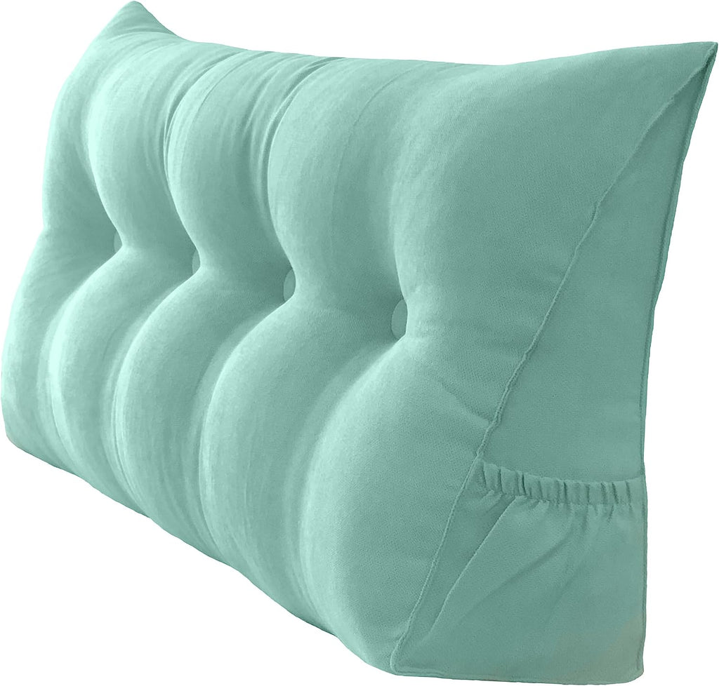 Peachwell Handmade Headboard Pillow- Triangular Wedge Support Large Bolster Cushion Headboard Backrest Pillow with Two Large Side Pockets…