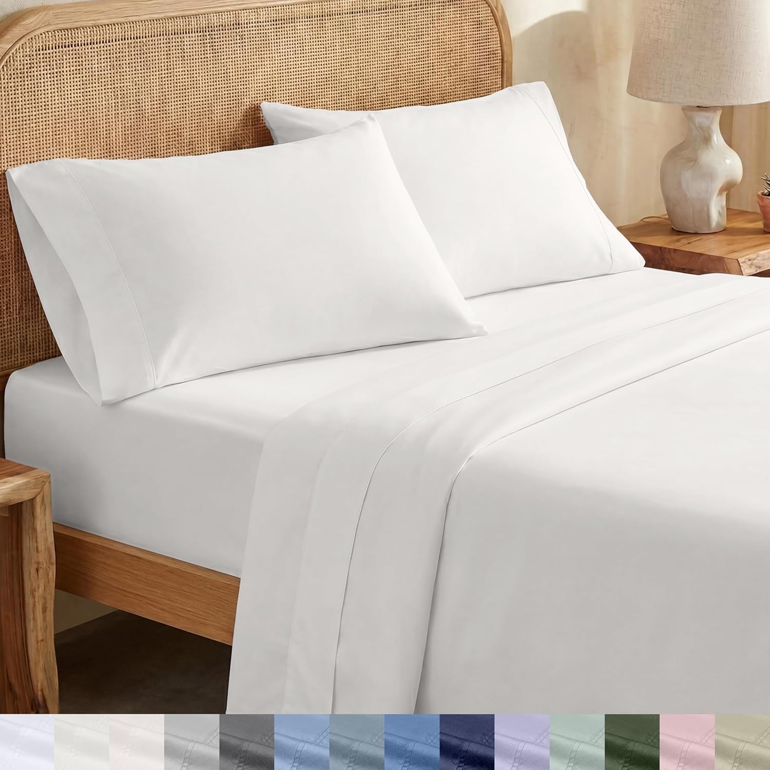 CaliforniaDesignDen California Design Den Full Size Bed Sheets Set - Soft 100% Organic Cotton Sheets with Deep Pockets, Crisp Percale, Brea…
