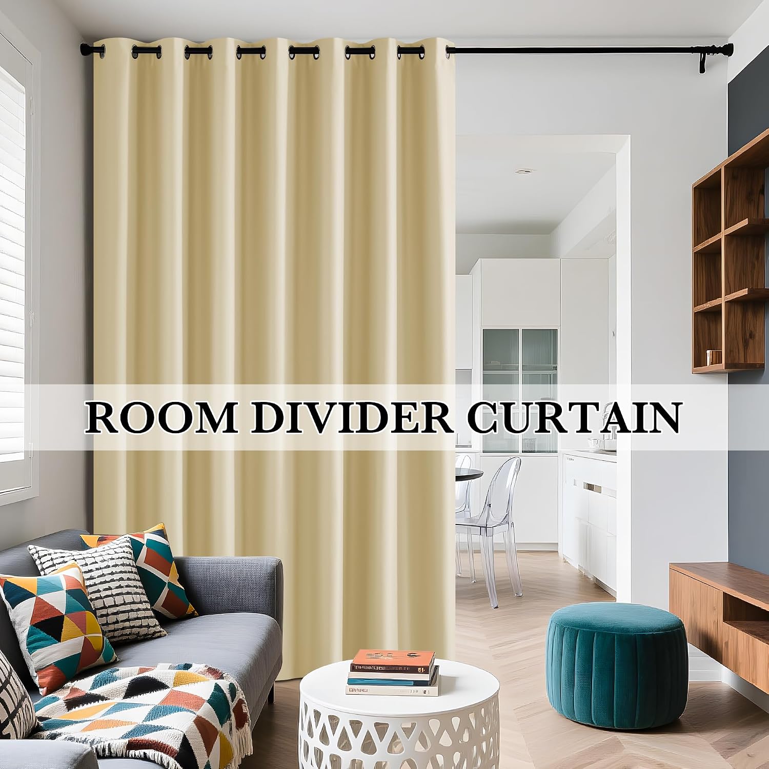 Rybhome RYB HOME Extra Long 100% Blackout Room Divider Curtains for Bedroom 108 Inch Long, Extra Wide Privacy Sliding Door Blinds for Patio…