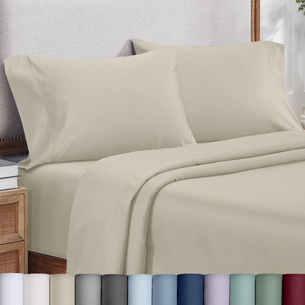 CaliforniaDesignDen California Design Den Pillow Cases Standard Size Set of 2-800 Thread Count Sateen, Natural 100% Cotton Pillowcases, Fit…