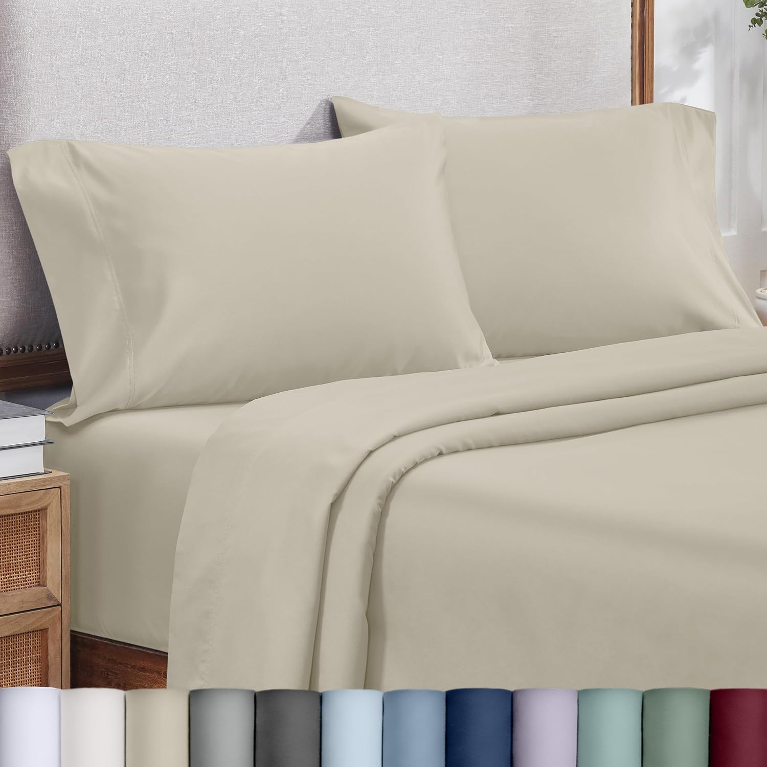 CaliforniaDesignDen California Design Den Pillow Cases Standard Size Set of 2-800 Thread Count Sateen, Natural 100% Cotton Pillowcases, Fit…
