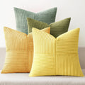 Miulee Boho Farmhouse Spring Decorative Throw Pillow Covers 20x20 Inch 4 Packs Soft Vintage Pillow Cases Modern Corduroy Patchwork Cushion…