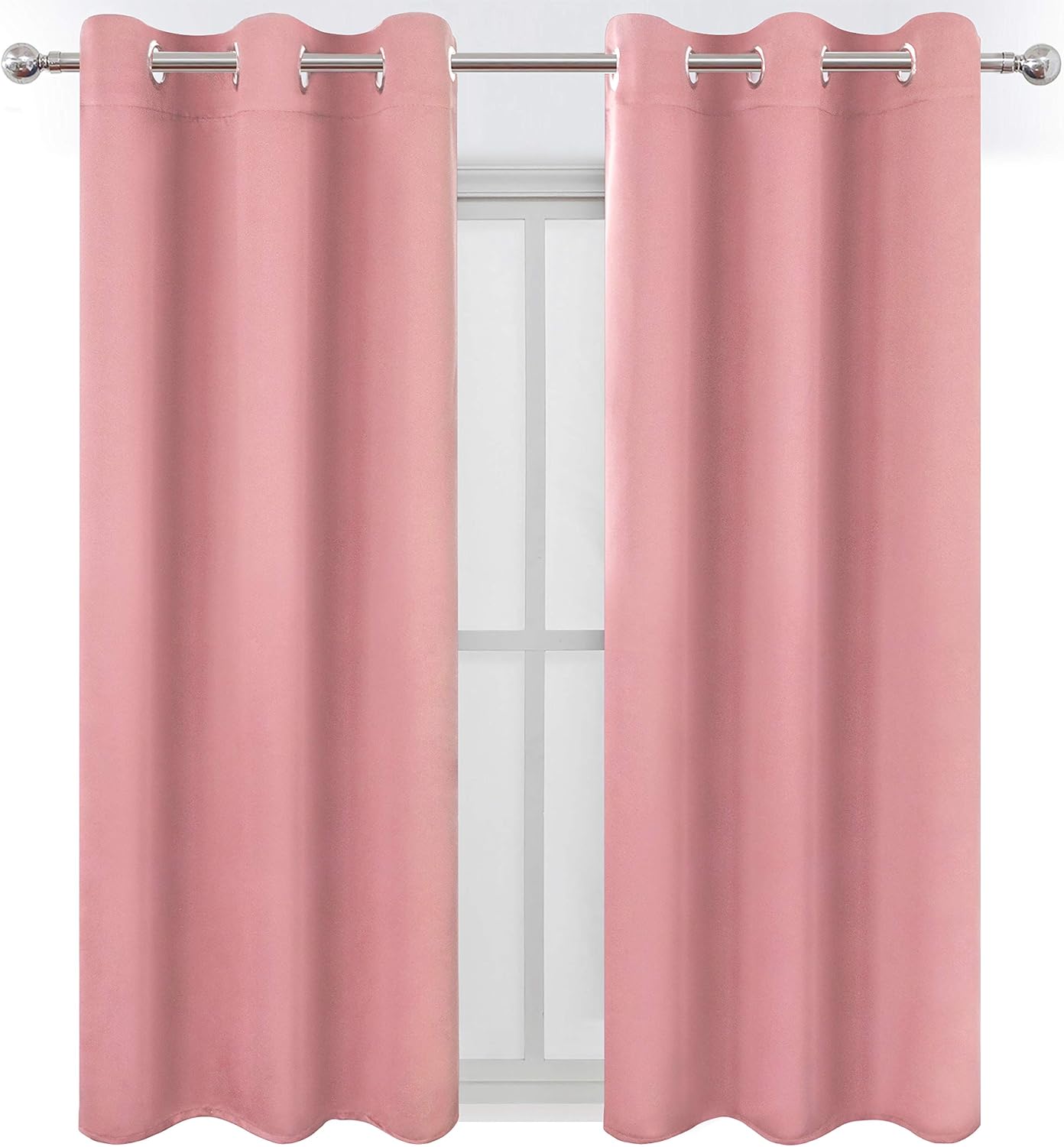 Lemomo Pink Thermal Blackout Curtains/38 x 54 Inch/Set of 2 Panels Room Darkening Curtains for Bedroom 54 Inch Pink