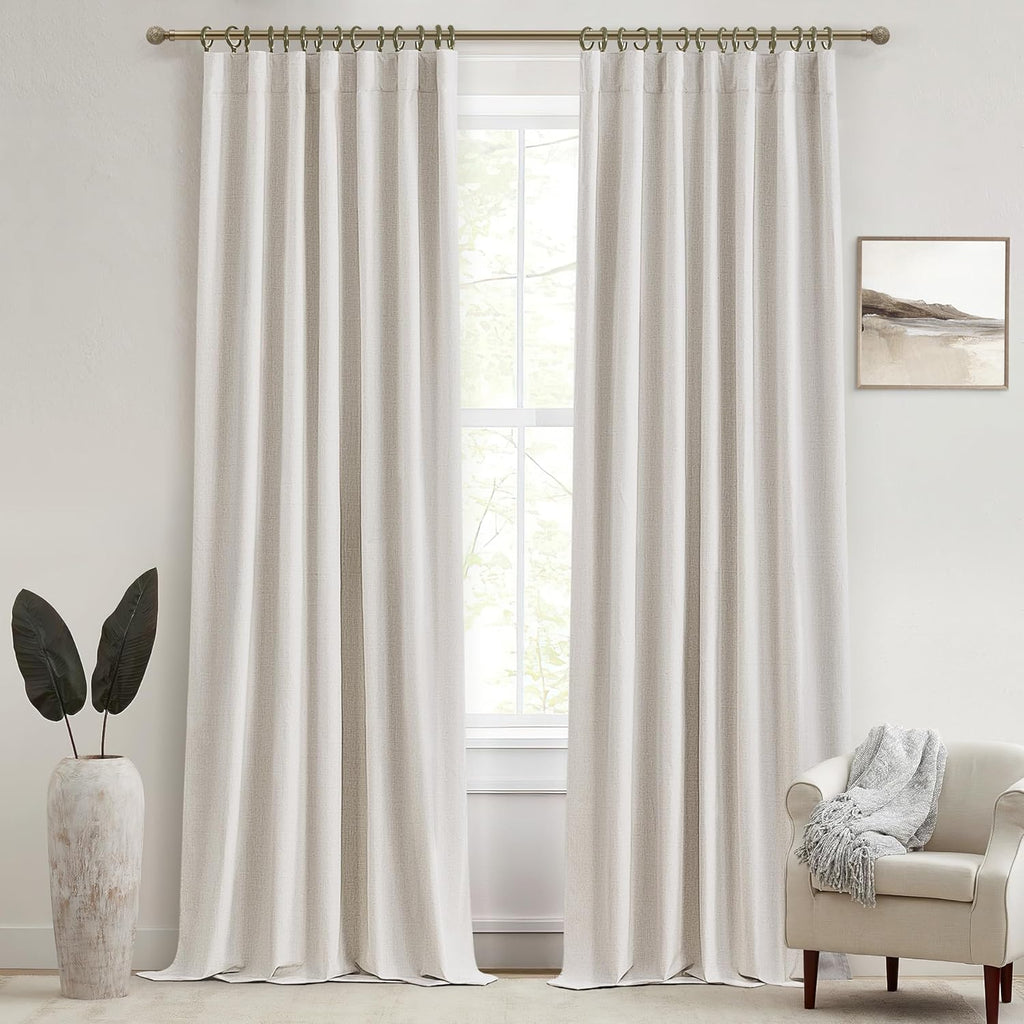 Qjmydeco Buttercream Living Room Curtains 102 Inches Long for 103 Inch Tall Window Drapes 100% Blackout Curtains for Bedroom Noise Reductio…