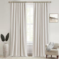 Qjmydeco 100% Blackout Curtains for Bedroom, 100 Inch Living Room Faux Linen Designer Custom Drapes for Windows Treatments Insulated 2 Pane…