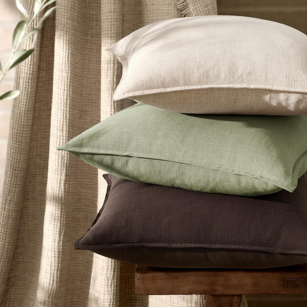 Anroduo Pack of 2 Decorative Linen Pillow Covers Natural Beige Neutral Farmhouse Boho Soild Cushion Case Soft Accent Pillowcase for Couch S…