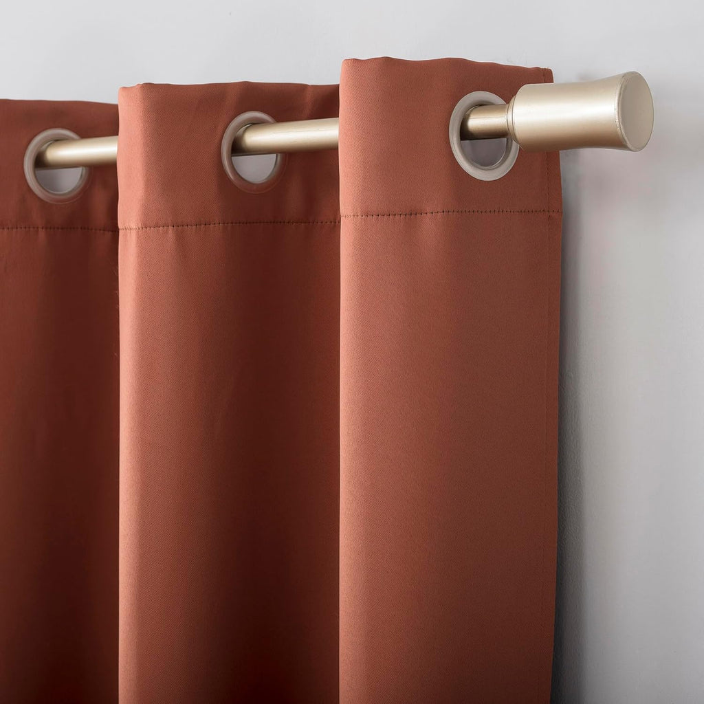 Sun Zero Easton Energy Saving Blackout Grommet Curtain Panel, 40" x 54", Terracotta Orange