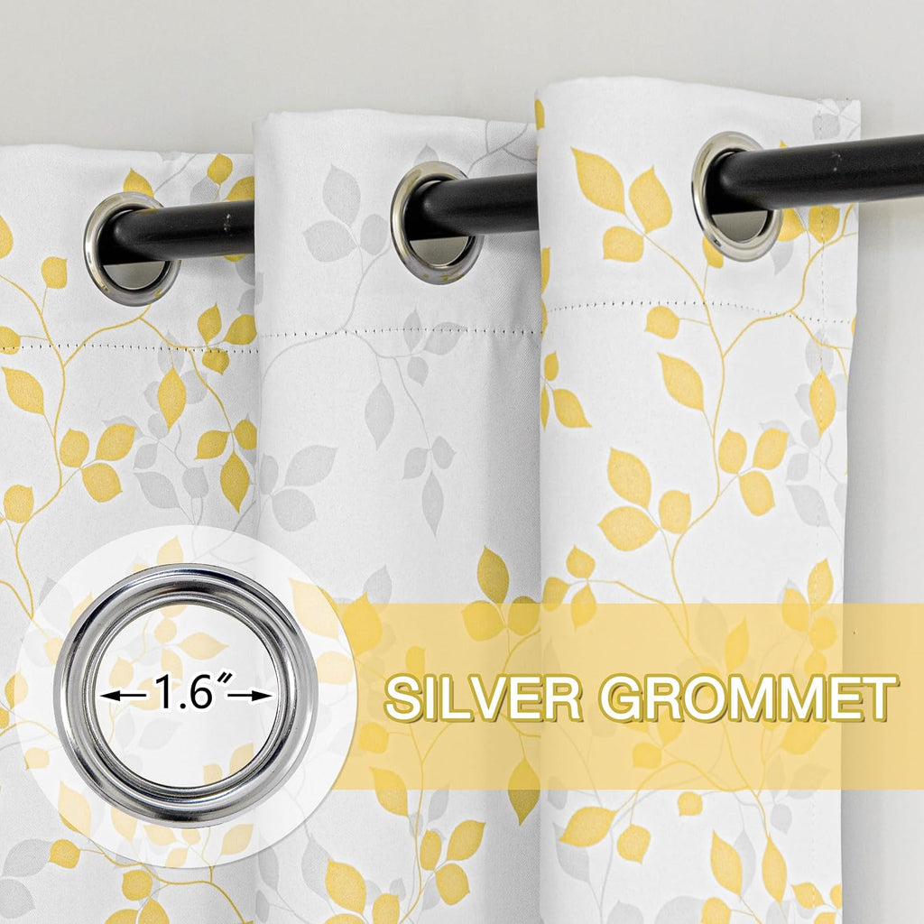 Meetsky 95% Blackout Curtains 63 Inches Length for Bedroom - Room Darkening Yellow Curtain for Kids Room, Thermal Insulated Drapes for Livi…