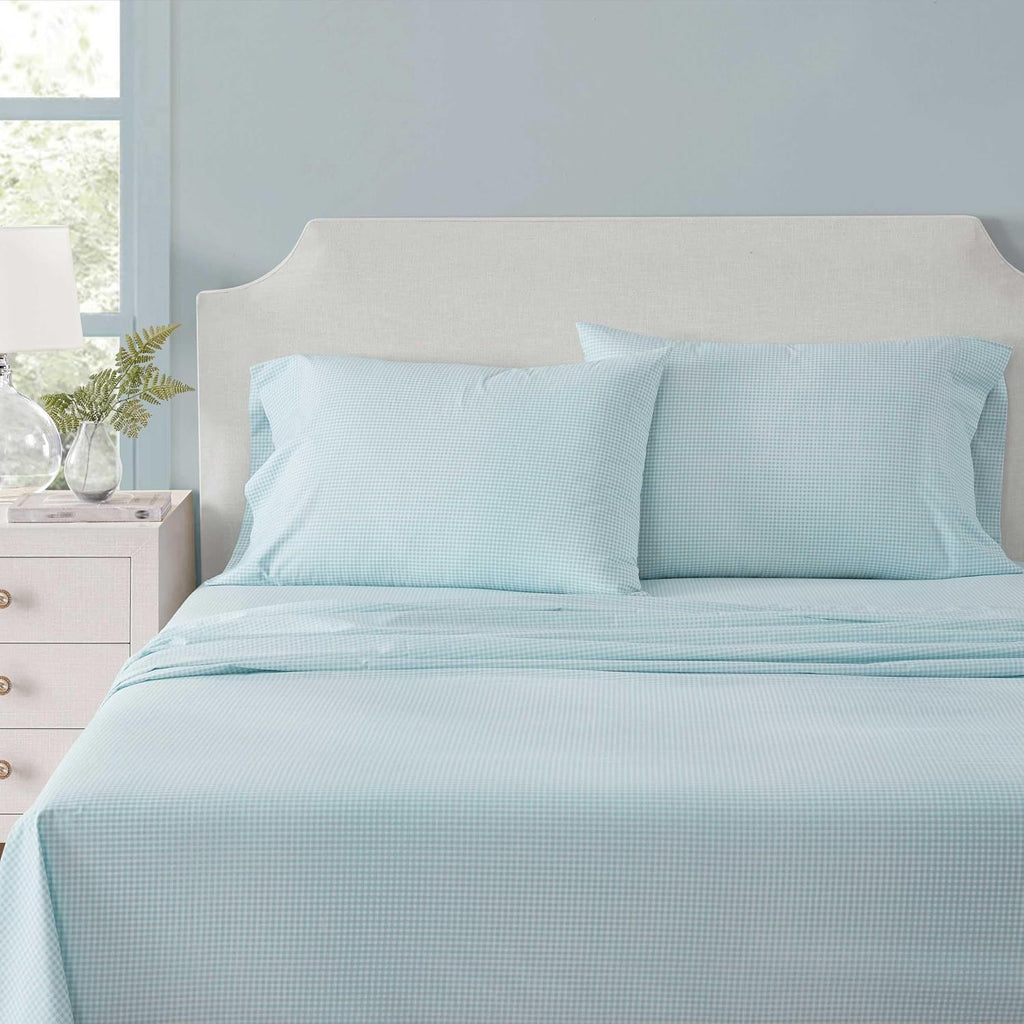 MarthaStewart Martha Stewart - King Size Sheets Set, Crisp & Tailored Cooling Sheets w/a Naturally Smooth Cotton Percale Lightweight Feel -…