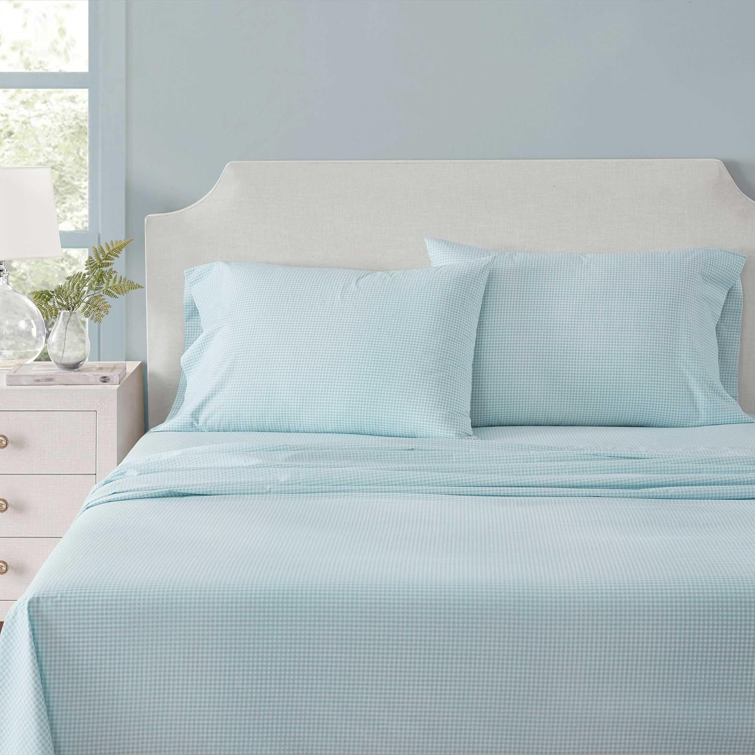 MarthaStewart Martha Stewart - King Size Sheets Set, Crisp & Tailored Cooling Sheets w/a Naturally Smooth Cotton Percale Lightweight Feel -…