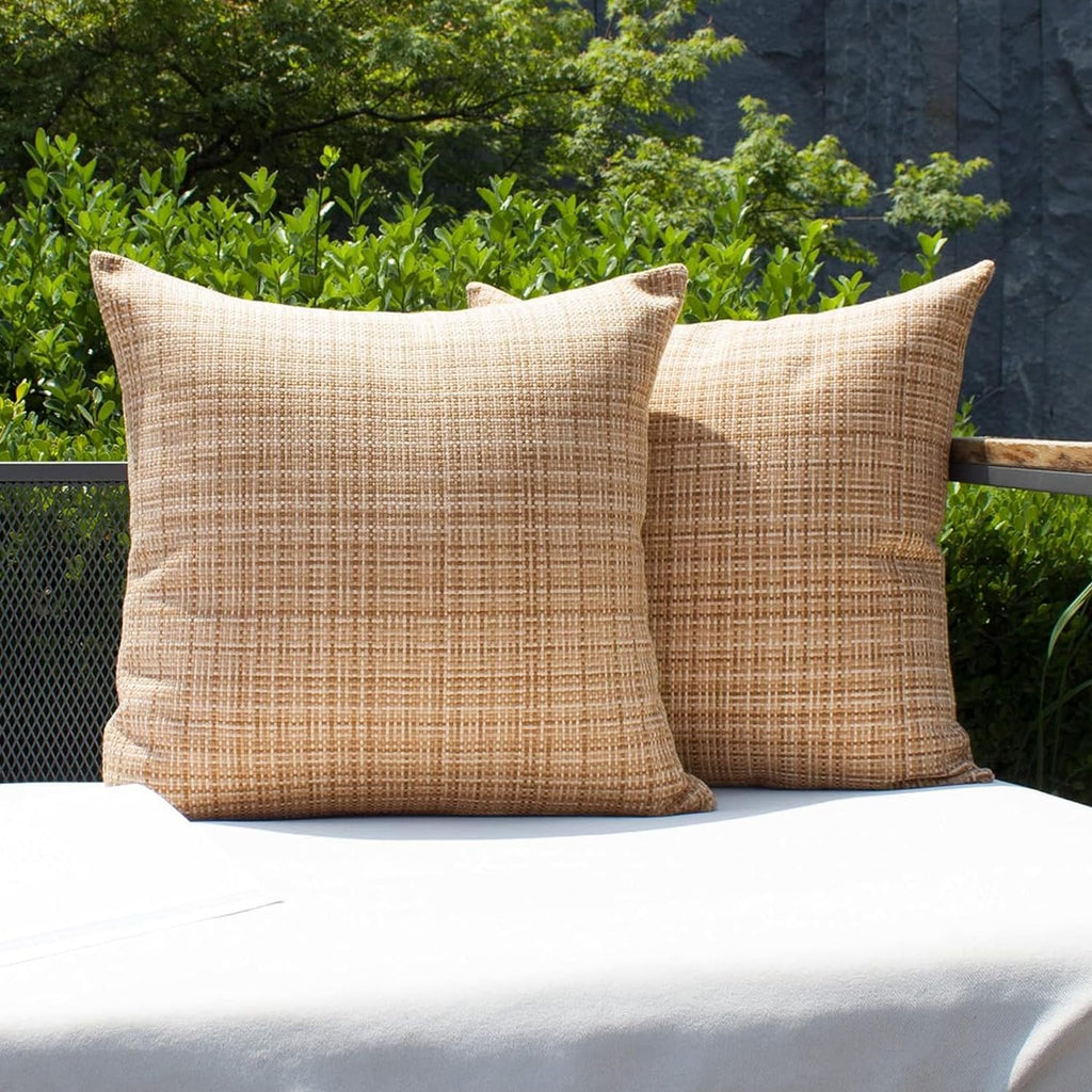 Kevin Textile Pack of 2 Decorative Outdoor Waterproof Pillow Covers Square Garden Cushion Sham Throw Pillowcase Shell for Patio Tent…