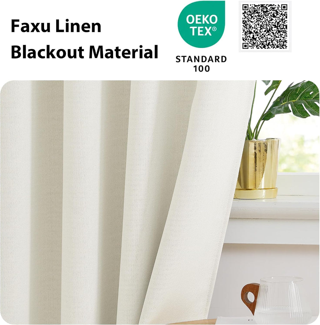 Nicetown Natural Linen Room Darkening Curtain Valances for, Grommet Faux Linen Blend Short Curtains Thermal Insulated Window Tiers for Kitc…