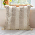 Loopuinhom Boho Pillow Covers 18X18 Inch Boho Tufted Linen Throw Pillow Covers Decorative Pompoms Cushion Cover Farmhouse Pillow Case for C…