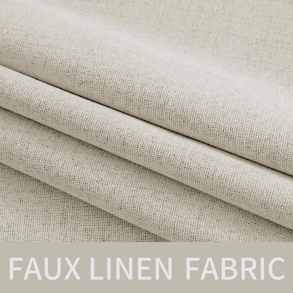 Miulee Linen Texture Curtains for Bedroom Light Cream 100% Blackout Thermal Insulated Linen Curtains Grommet Room Darkening Drapes for Livi…