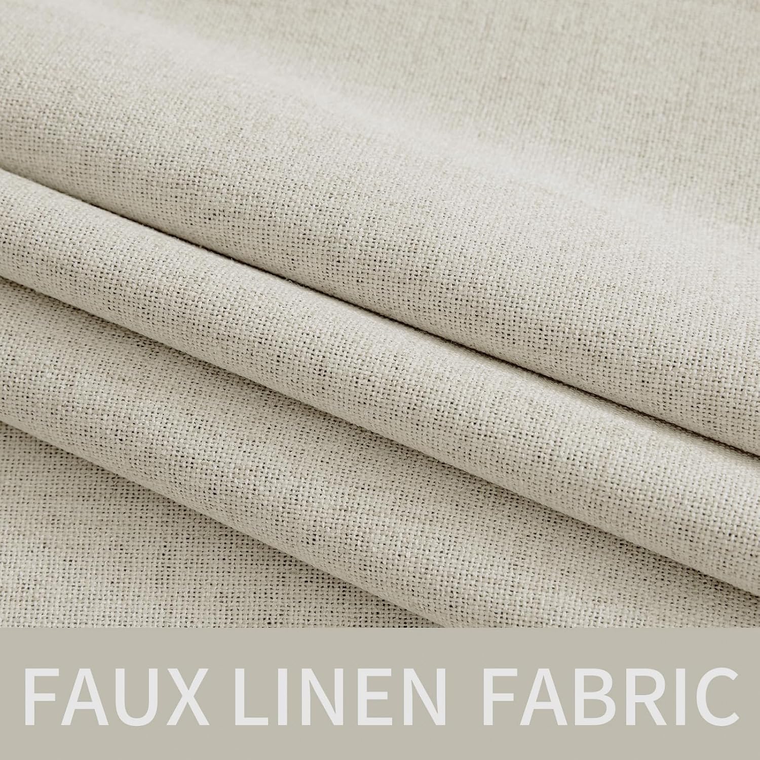 Miulee Linen Texture 90 Inches Curtains for Bedroom Light Cream 100% Blackout Thermal Insulated Linen Curtains Grommet Room Darkening Drape…