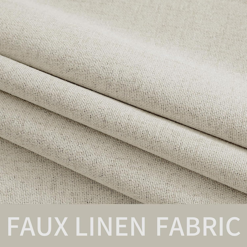 Miulee Linen Texture Curtains for Bedroom Light Cream 100% Blackout Thermal Insulated Linen Curtains Grommet Room Darkening Drapes for Livi…