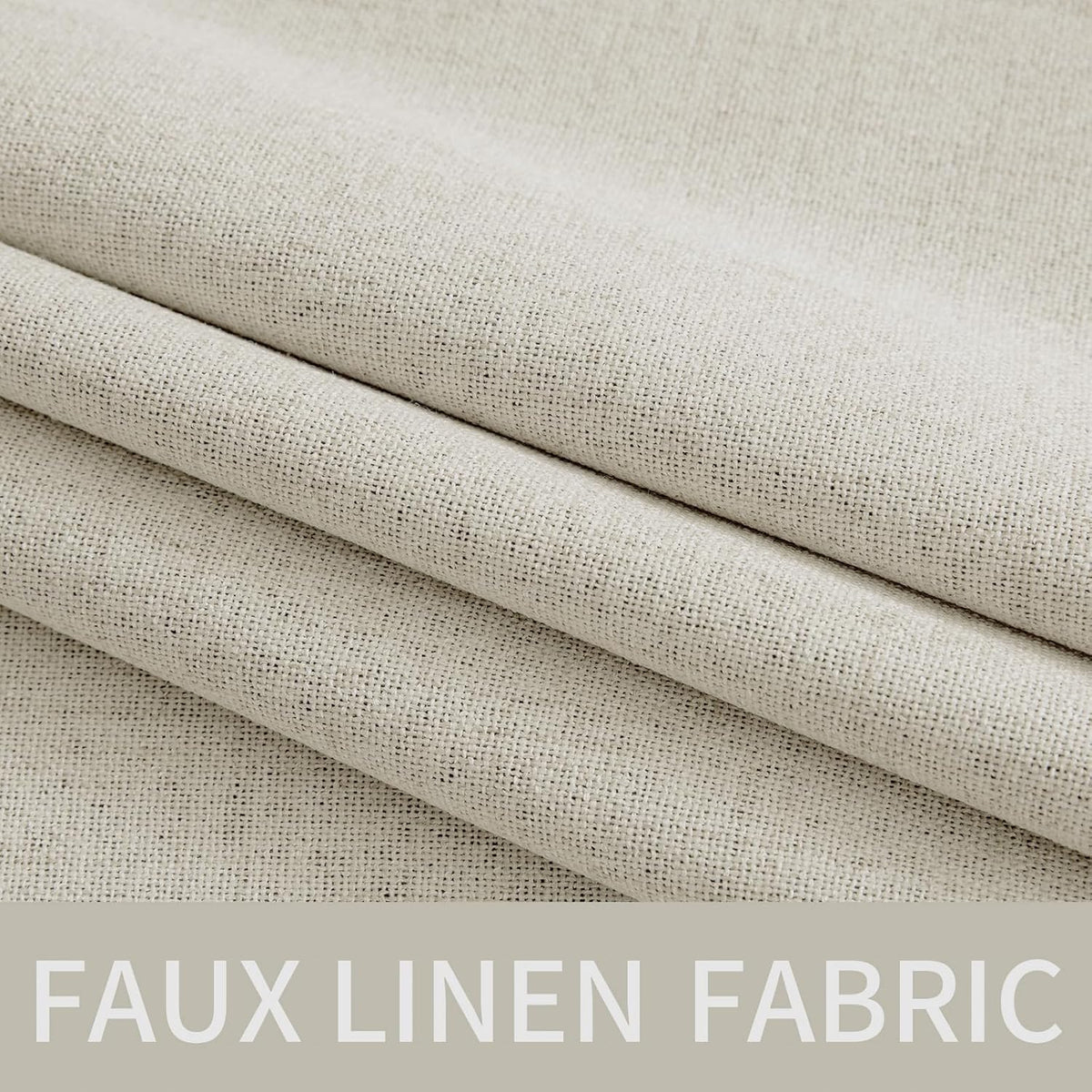 Miulee Linen Texture Curtains for Bedroom Light Cream 100% Blackout Thermal Insulated Linen Curtains Grommet Room Darkening Drapes for Livi…