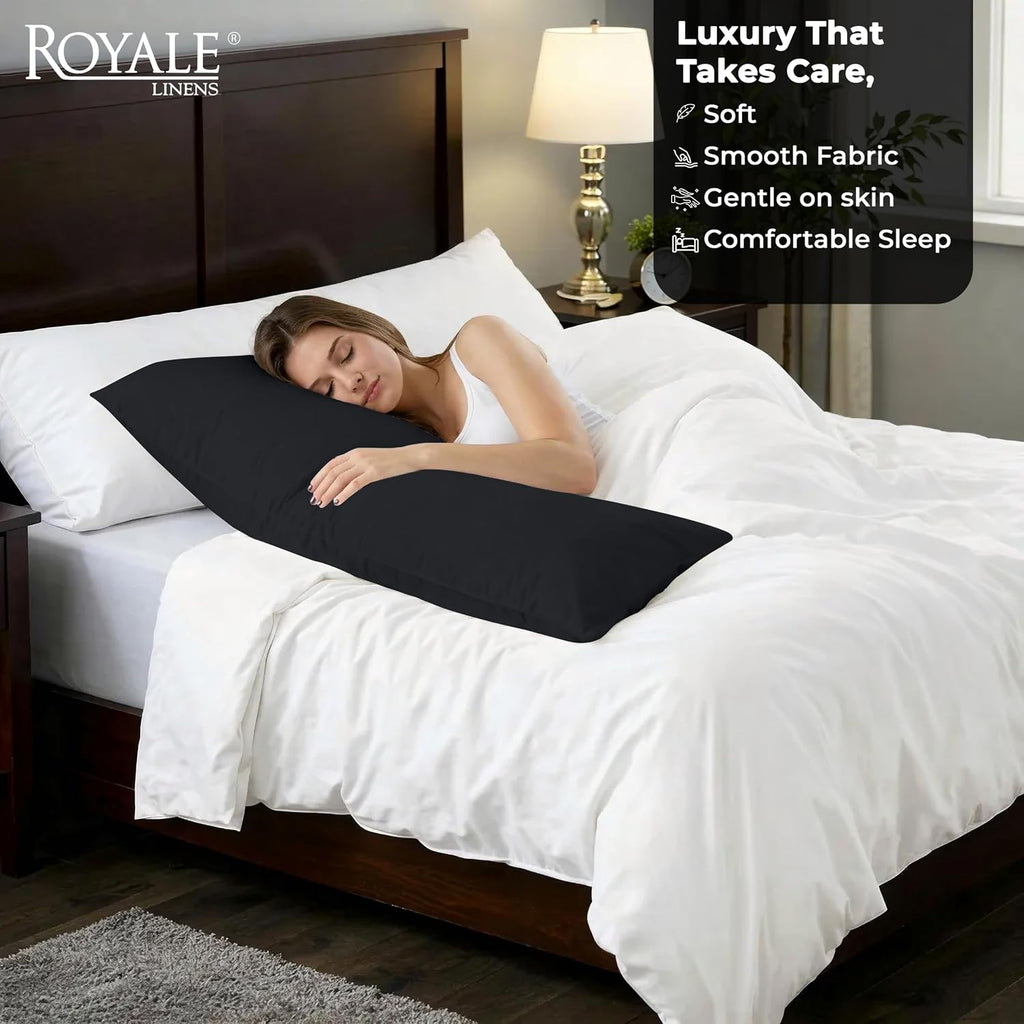 Royalelinens ROYALE LINENS Body Pillow Cover - Double Brushed 1800 Microfiber - 20"x54" with Hidden Zipper Closure - Wrinkle & Fade Resista…