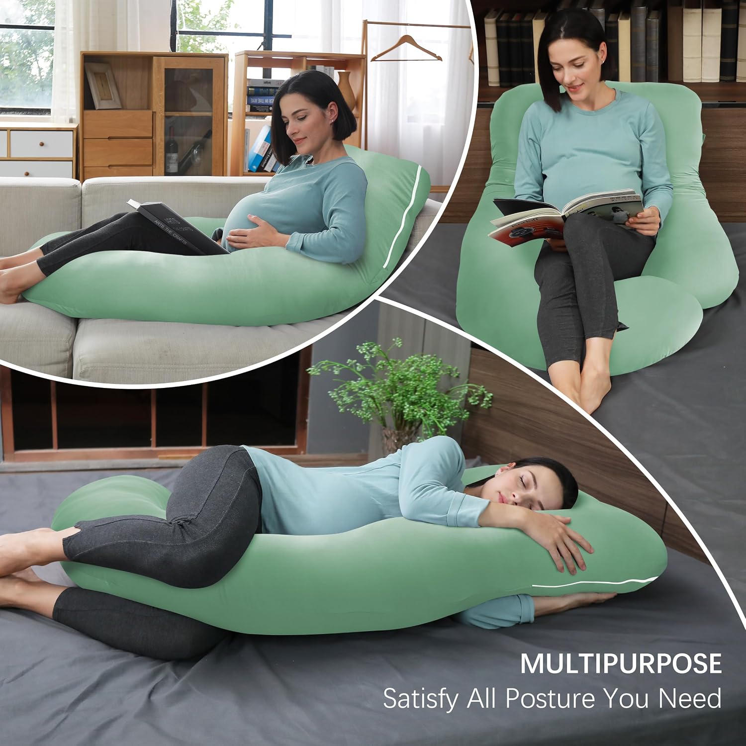 Moonpark MOON PARK Pregnancy Pillows for Sleeping - U Shaped Full Body Maternity Pillow with Removable Cover - Support for Back, Legs, Bell…