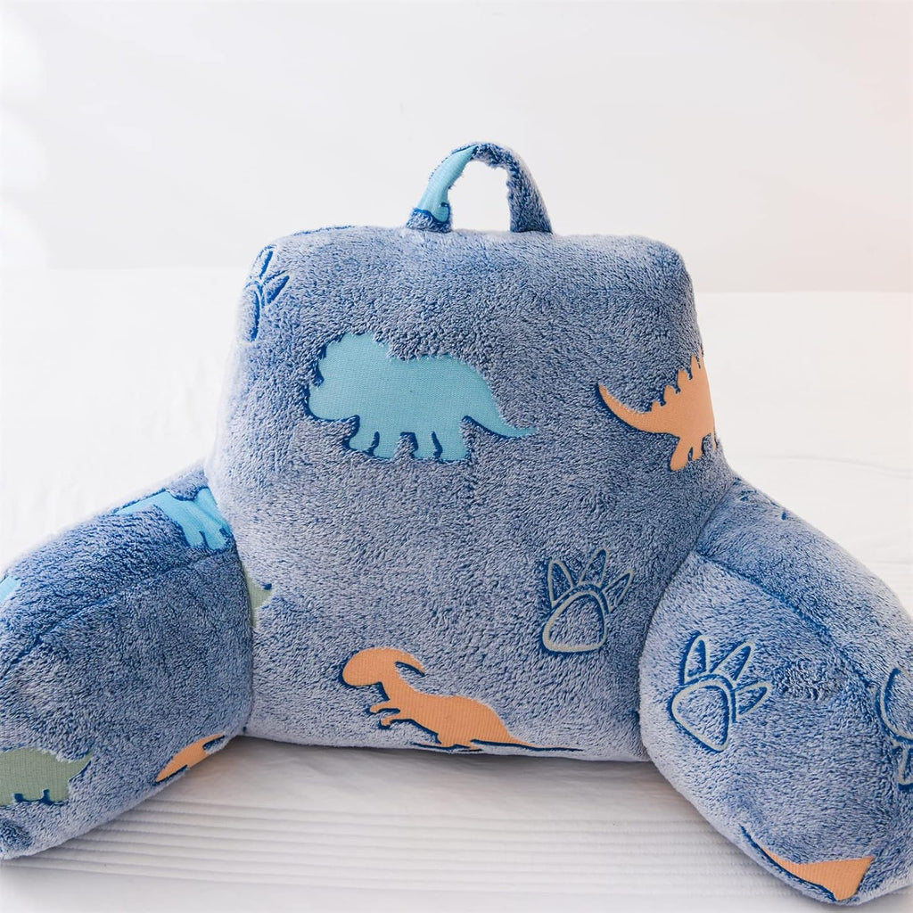 Aimuan Reading Pillow Glow in The Dark Bed Rest Wedge kids Glow Backrest Pillow Dinosaur Print with Arms Back Support for Sitting Up in…