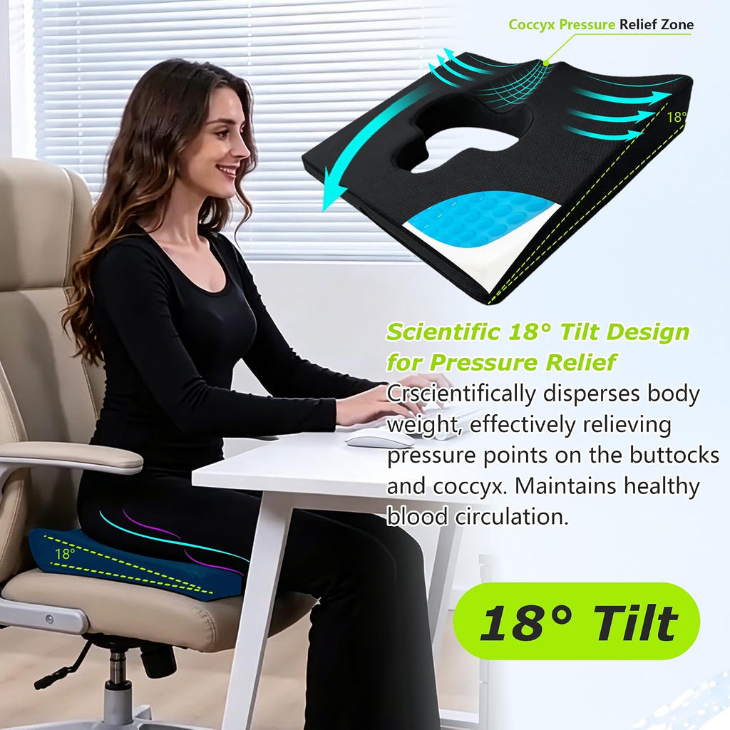 FoKon Gel Wheelchair Seat Cushion, Bed Sore Cushions for Butt, Gel Cushion for Pressure Relief, Donut Pillow for Tailbone, Coccyx, hemorrhoid P…