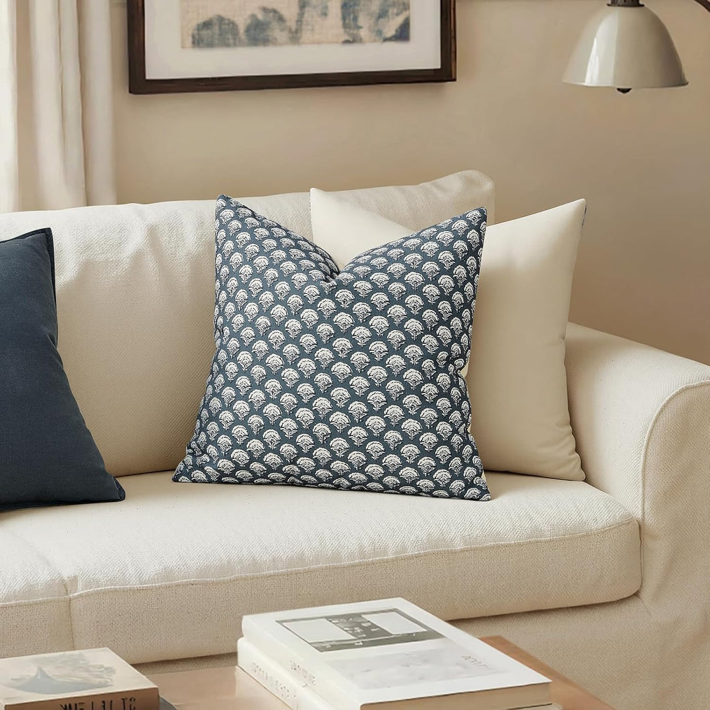 MIULEE Set of 2 Decorative Floral Pillow Covers Neutral Vintage Throw Pillows Block Print Boho Farmhouse Cushion Covers for Modern Spring…