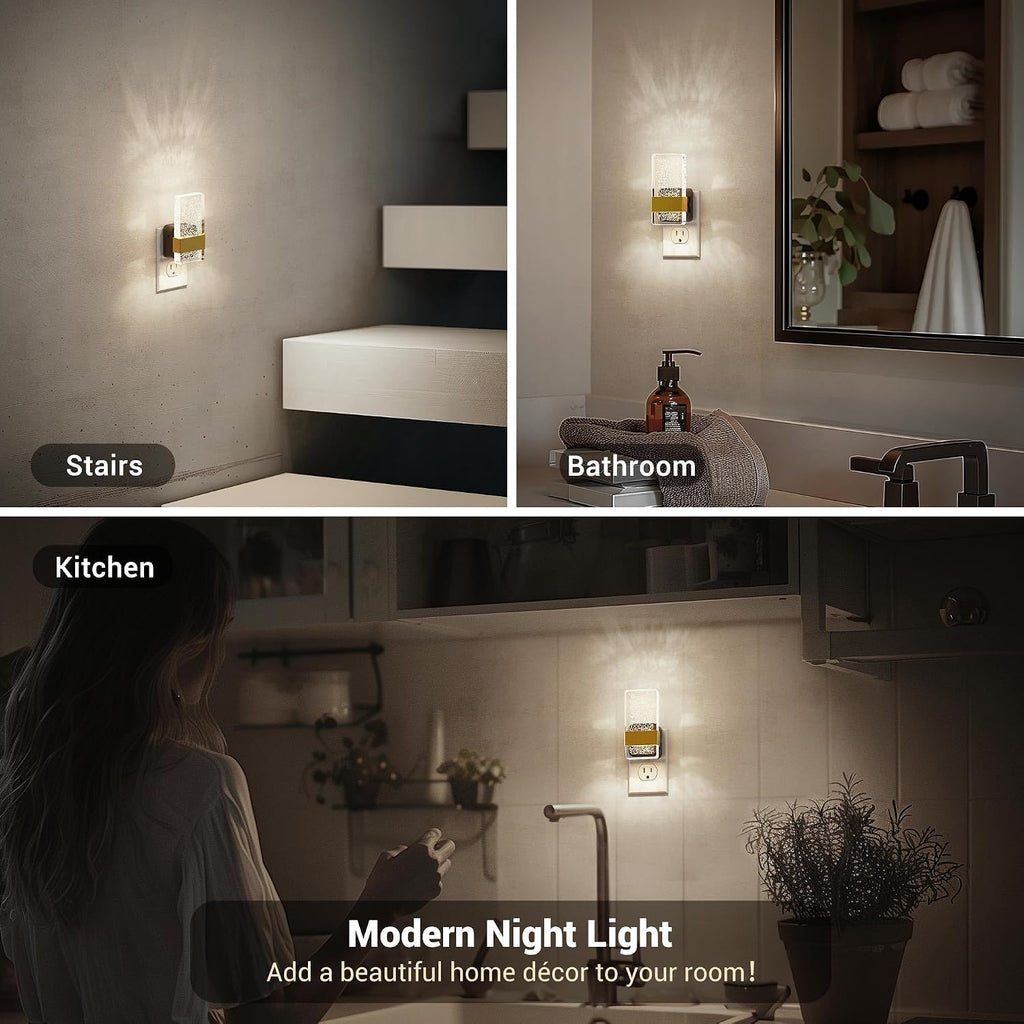 JandCase Night Lights Plug into Wall, Dusk to Dawn Sensor, Acrylic Bubble Design, 0-100lm Adjustable Brightness, for Bedroom, Bathroom…