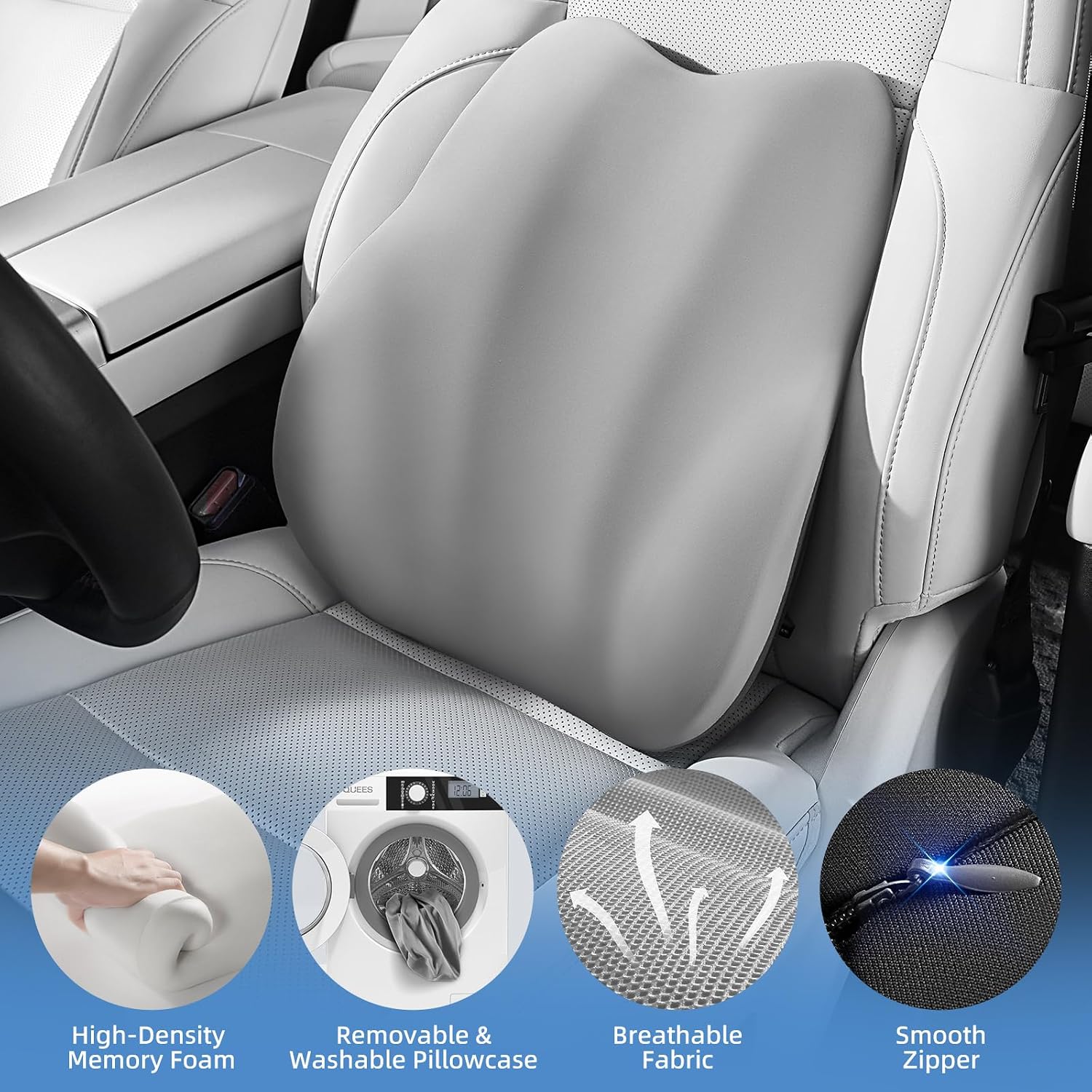 Bebas Lumbar Support Pillow for Car, Memory Foam Back Cushion for Driving, Ergonomic Lumbar Pillow for, Comfort Lower Back Support for Off…