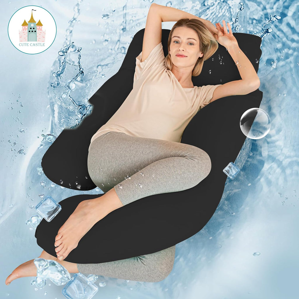 Cute Castle Cooling Cover Pregnancy Pillows, Soft U-Shape Maternity Pillow with Removable Cover - Full Body Pillows for Adults Sleeping…