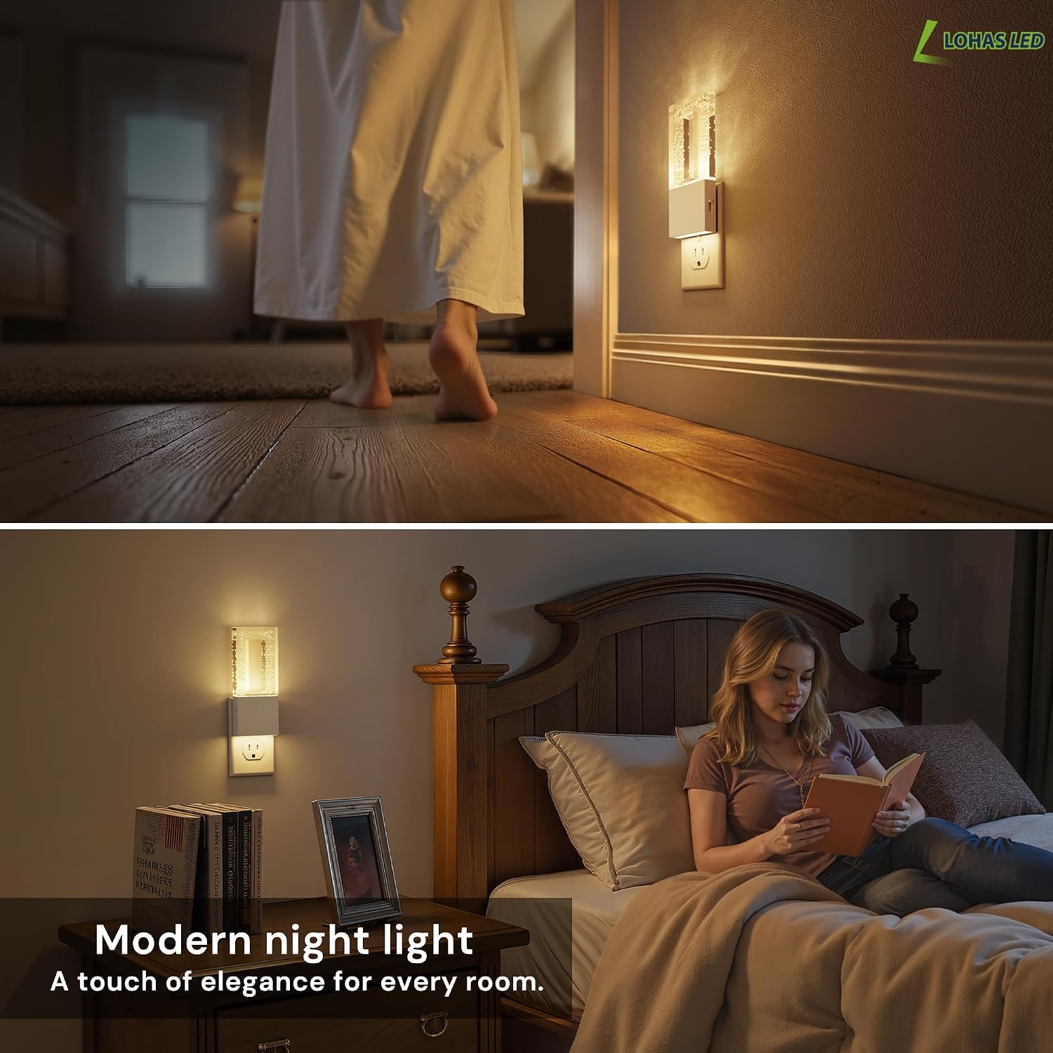 Llohasled L LOHAS LED Night Light Plug in, 2 Pack Foldable Night Lights Plug into Wall, Portable LED Nightlight with Dusk to Dawn Sensor, D…