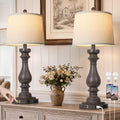 Cinkeda 29" Tall Farmhouse Table Lamp for Living Room Set of 2, Vintage Retro Nightstand Lamps with USB C+A Ports & AC Outlet,3-Way…